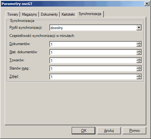 Parametry - Synchronizacja Parametry - Synchronizacja