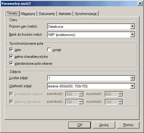 Parametry - Towary Parametry - Towary